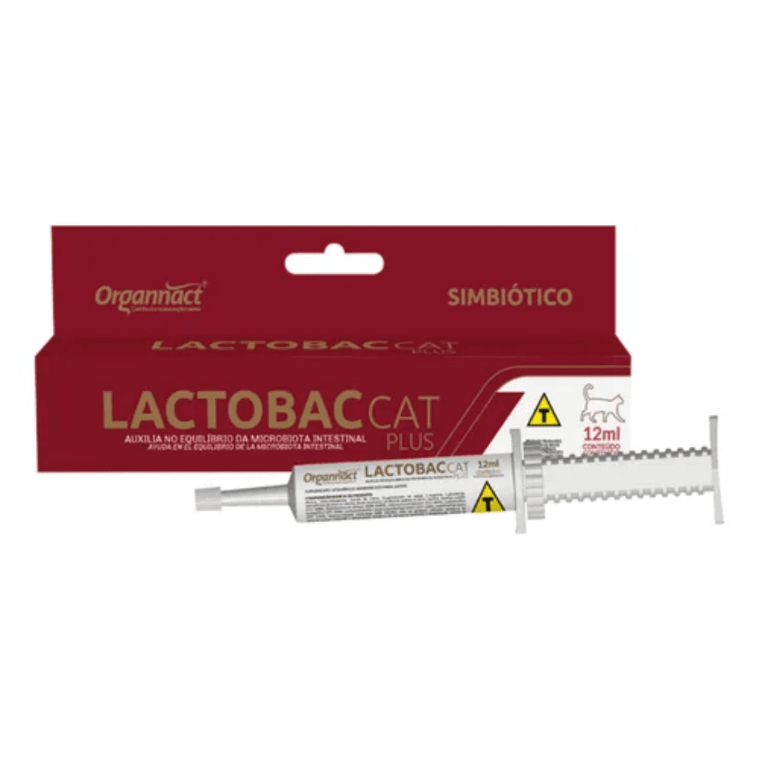 Suplemento Lactobac Plus Cat Gatos 1 Seringa 12ml Organnact