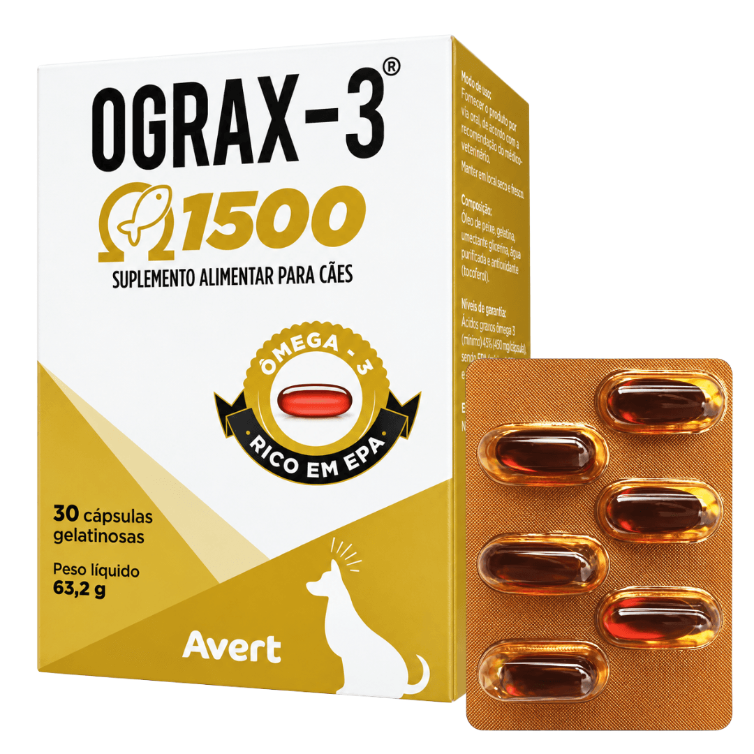 Suplemento Para Cães Ograx-3 1500 63,2g 30 Cápsulas Avert