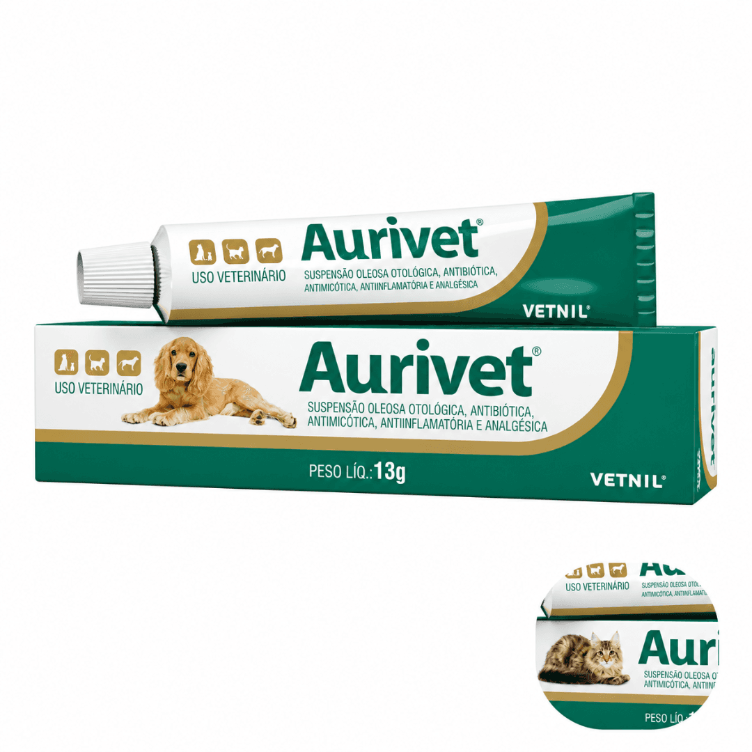 Pomada Otológica Para Cães-Gatos Aurivet 13g - Vetnil