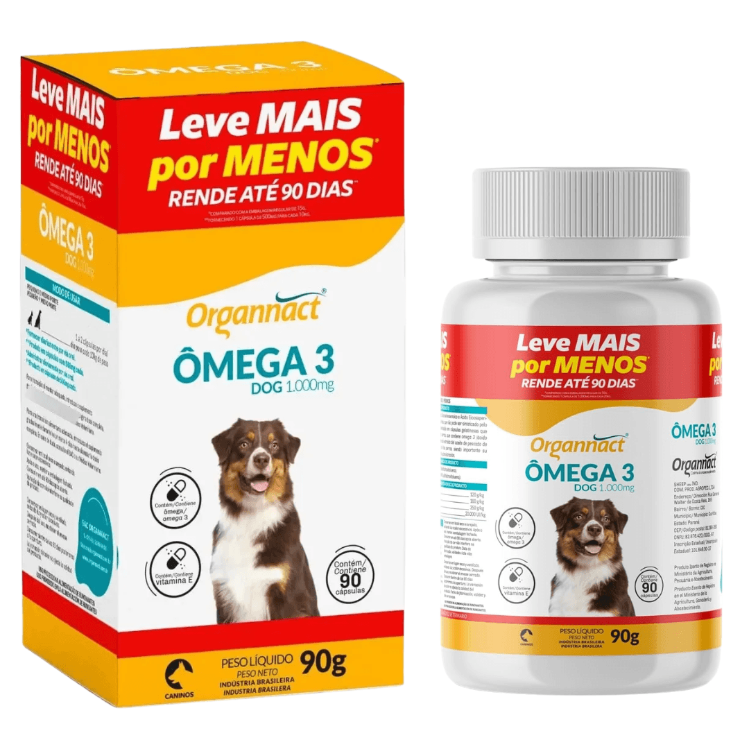 Suplemento Ômega 3 Dog 1000mg Promo 90 Cápsulas - Organnact