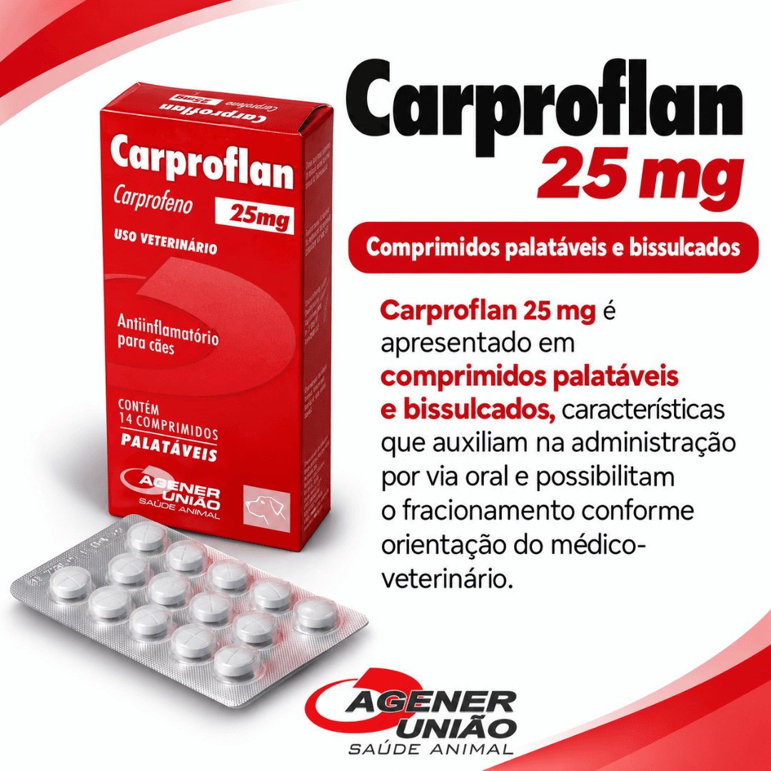 Carproflan 25mg Com 14 Comprimidos Para  Cães - Agener União