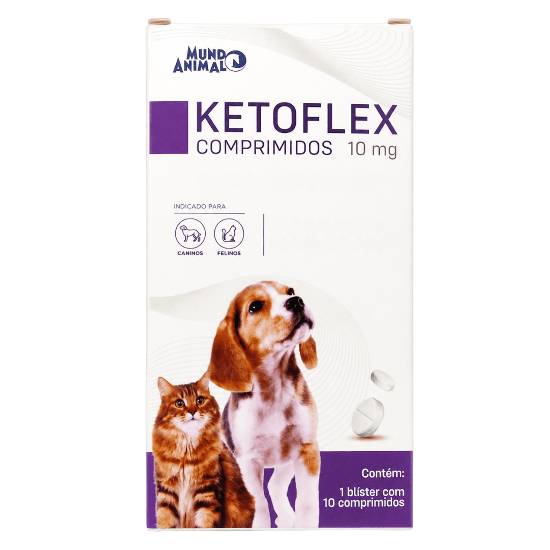 Ketoflex 10mg C/ 10 Comprimidos P/ Cães-Gatos - Mundo Animal