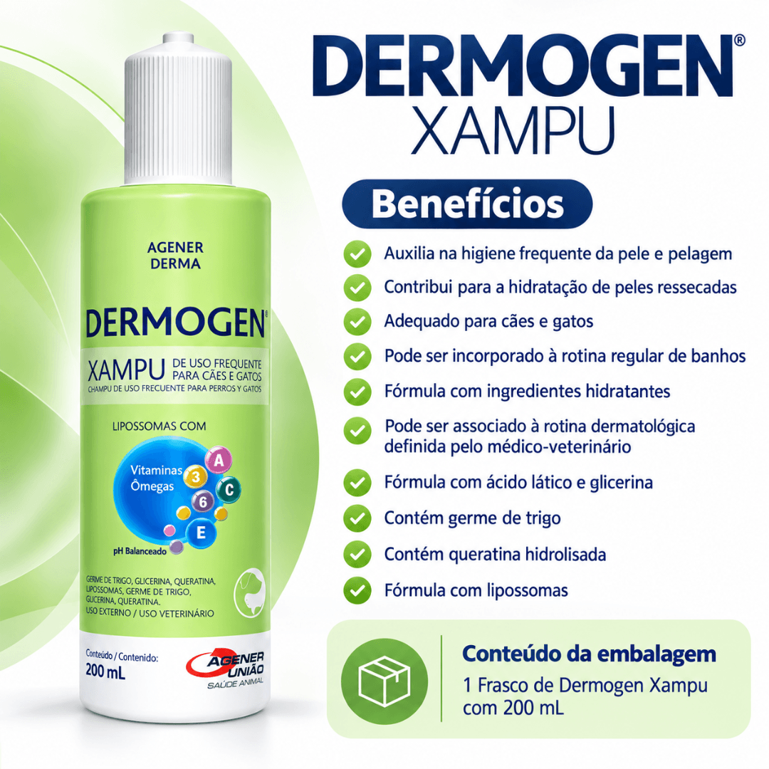 Shampoo Dermogen 200ml Agener Derma Cães-Gatos Agener União