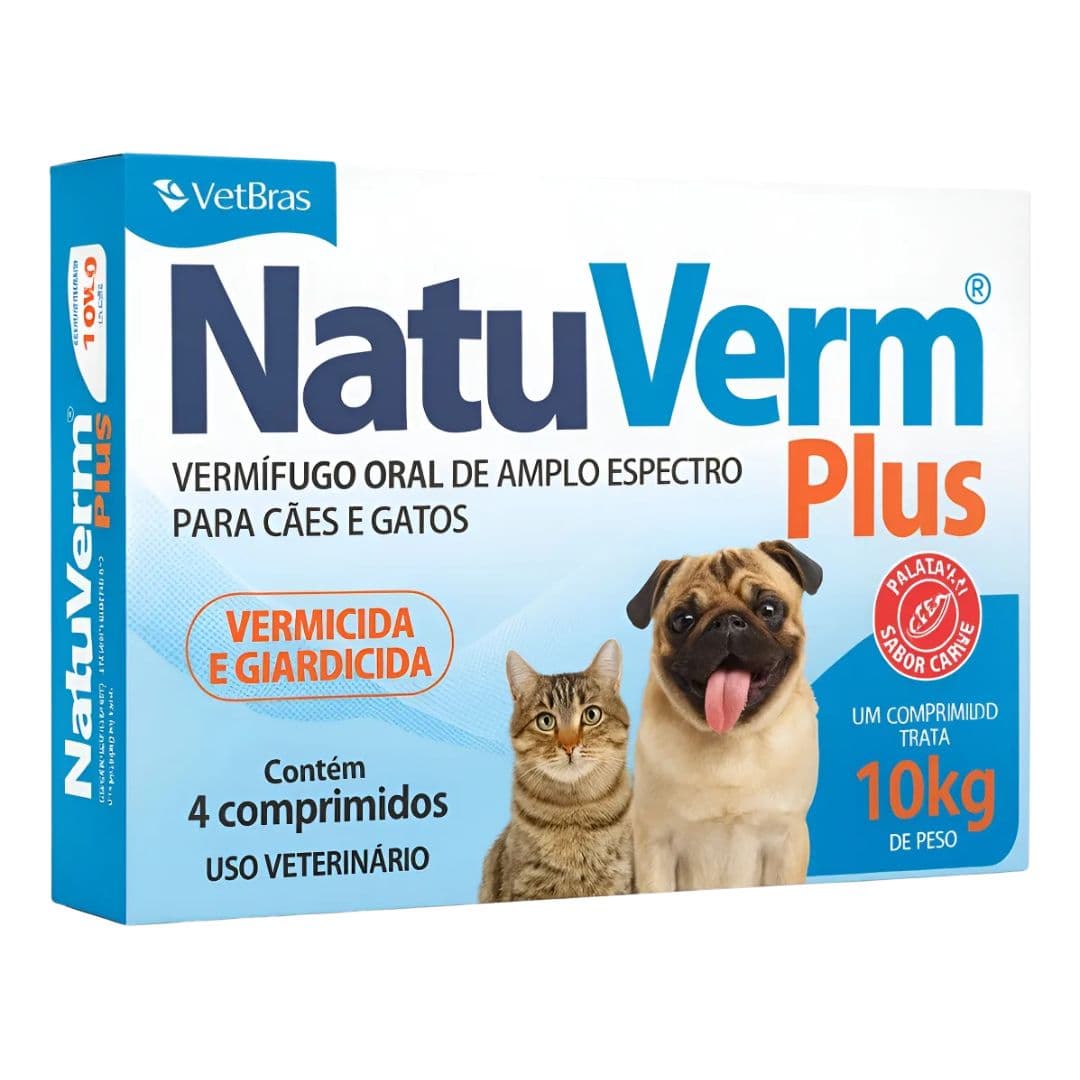 Vermífugo Amplo Espectro Cães-Gatos Natuverm Plus Até 10kg