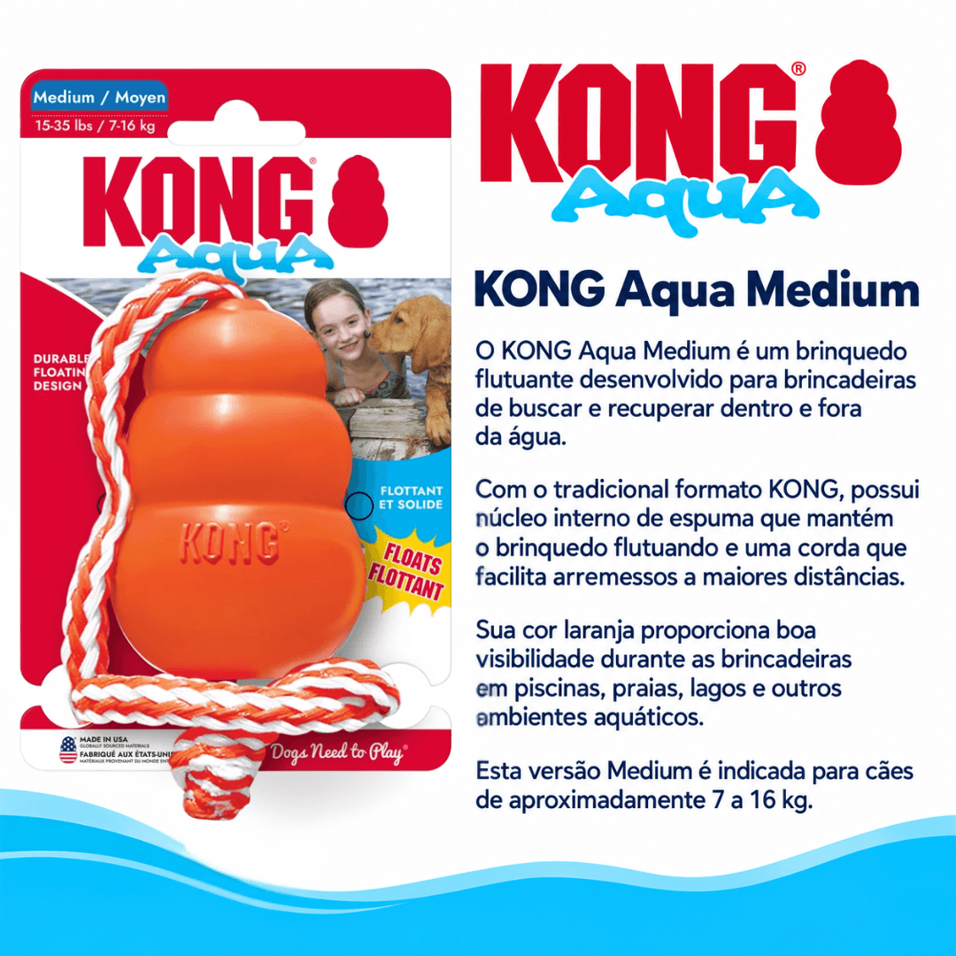 Brinquedo Para Cães Flutuante Kong Aqua Medium C/ Corda CK2