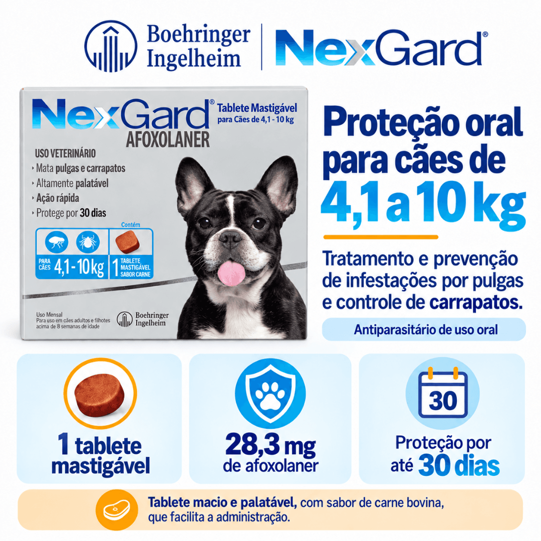 Antipulgas P/ Cães Nexgard 4,1kg-10kg 1 Tablete - Boehringer