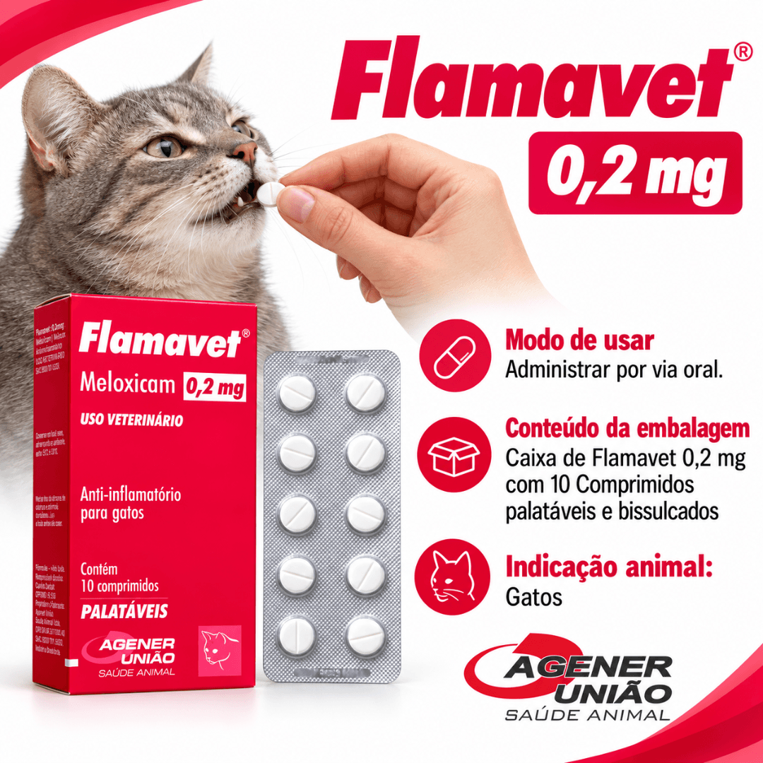 Flamavet 0,2mg Com 10 Comprimidos Para Gatos - Agener União