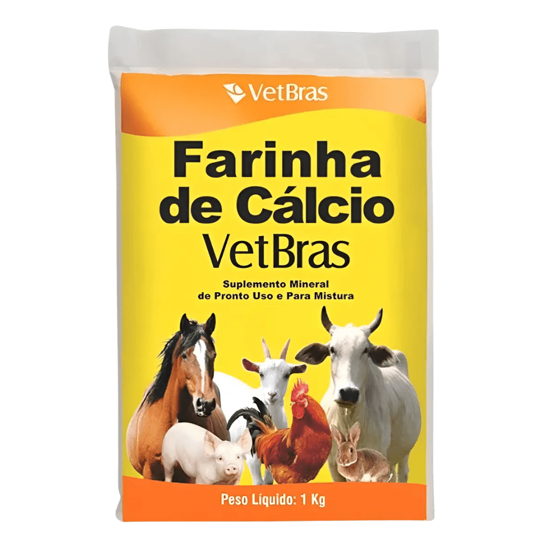 Suplemento Farinha De Cálcio 1kg Aves-Bovinos-Suínos VetBras