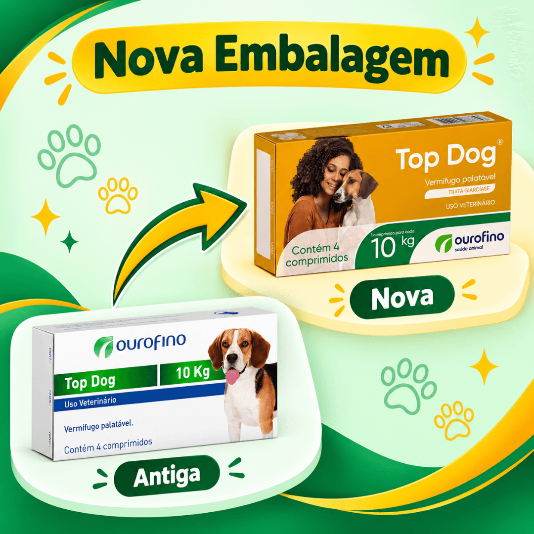 Vermífugo Para Cães Top Dog 10kg Com 4 Comp - Ourofino
