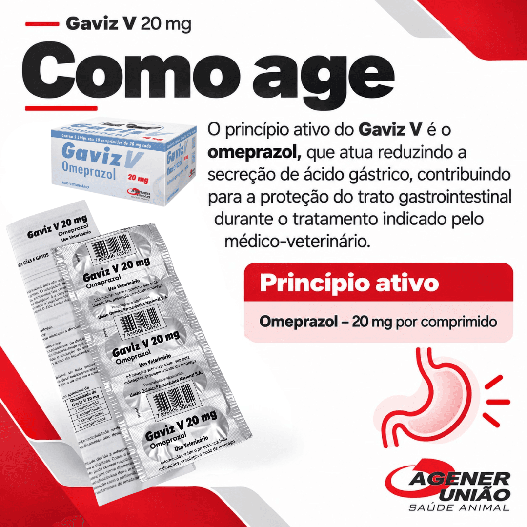 GavizV 20mg Blister 10 Comp Omeprazol CãesGatos Agener União