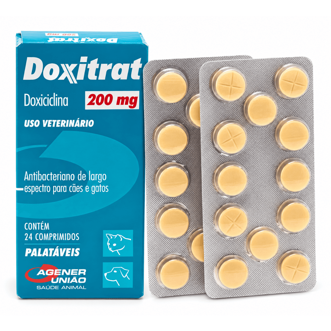 Doxitrat 200mg 24 Comp Antibacteriano CãesGatos Agener União