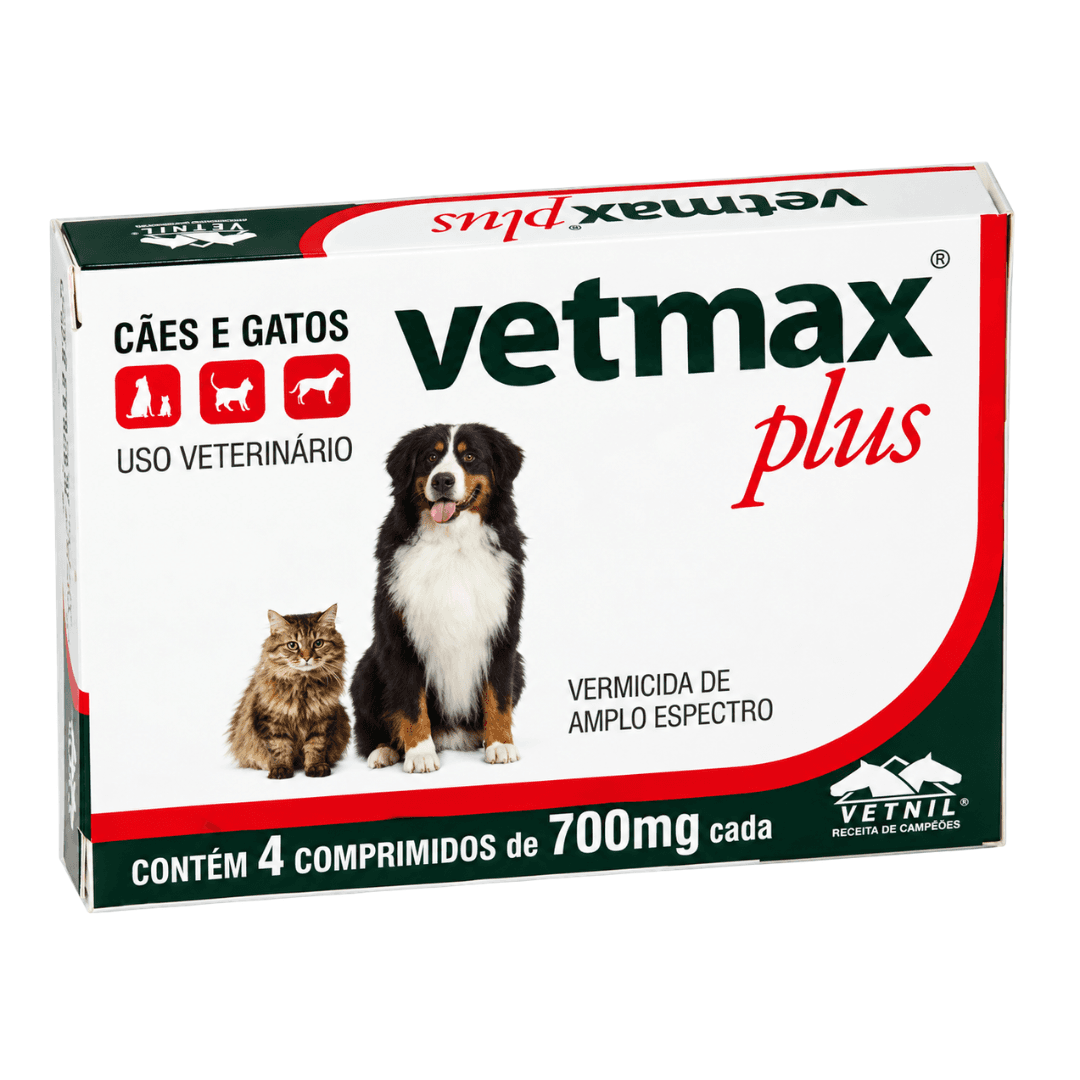 Vermífugo P/ Cães-Gatos Vetmax Plus C/ 4 Comprimidos Vetnil