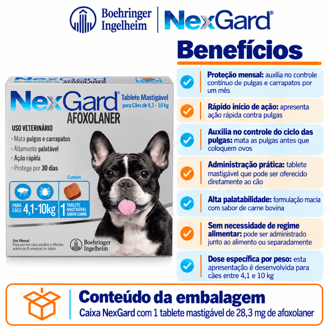 Antipulgas P/ Cães Nexgard 4,1kg-10kg 1 Tablete - Boehringer