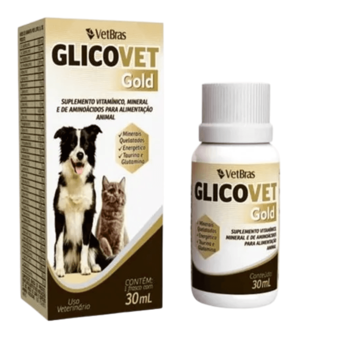 Suplemento Vitaminico Cães-Gatos Glicovet Gold 30ml Vetbras