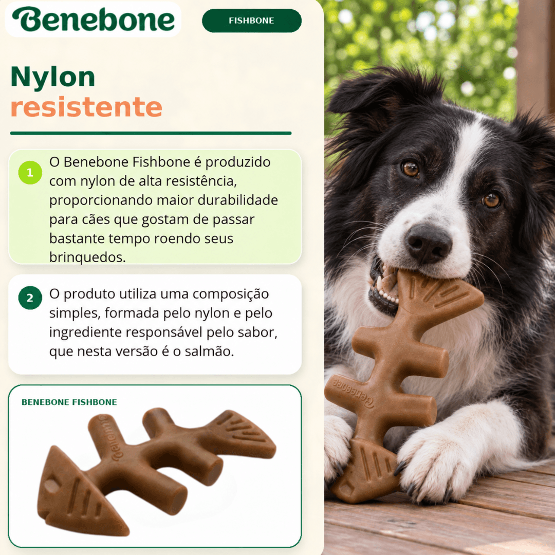 Brinquedo Mordedor Para Cães Benebone Fishbone Medium Salmão