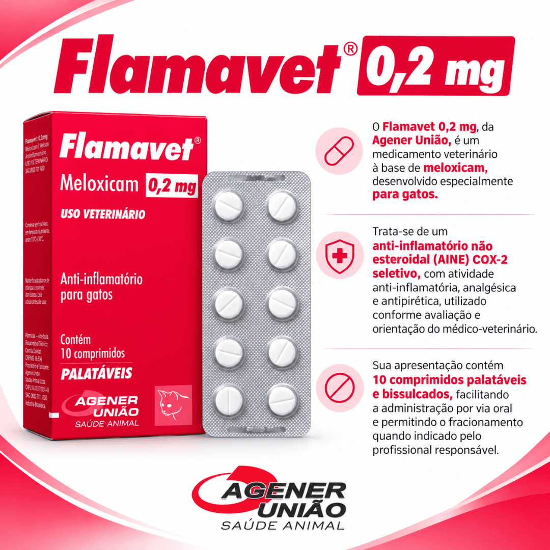 Flamavet 0,2mg Com 10 Comprimidos Para Gatos - Agener União