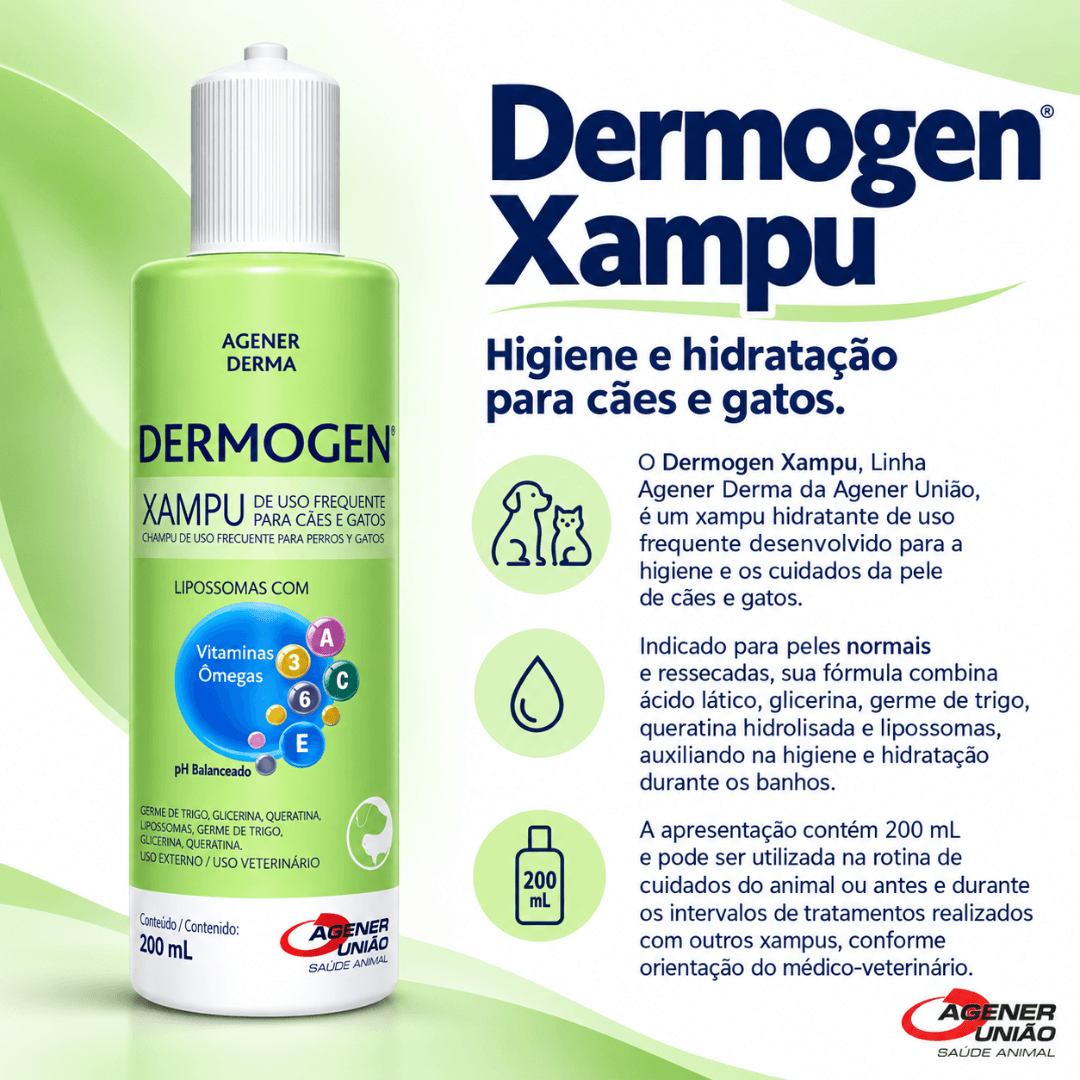 Shampoo Dermogen 200ml Agener Derma Cães-Gatos Agener União