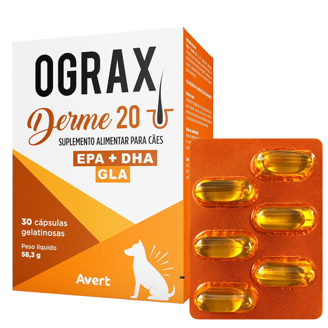 Suplemento Para Cães Ograx Derme 20 58,3g 30 Cápsulas Avert