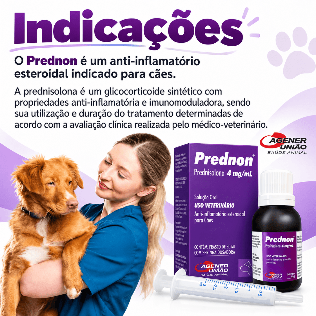 Prednon 4mg Solução Oral 30ml Para Cães - Agener União