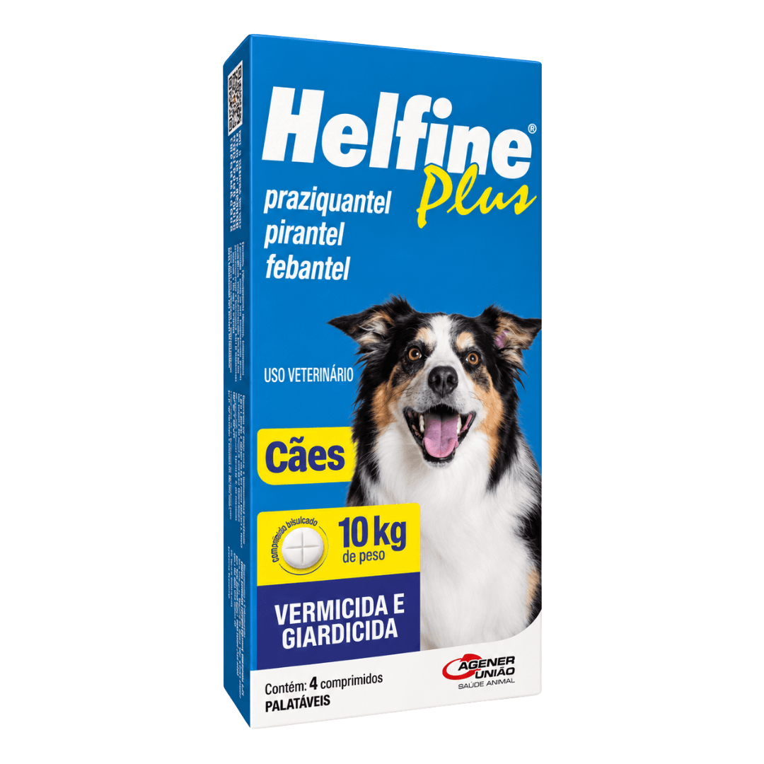 Vermífugo P/ Cães Helfine Plus Até 10kg 4 Comp Agener União