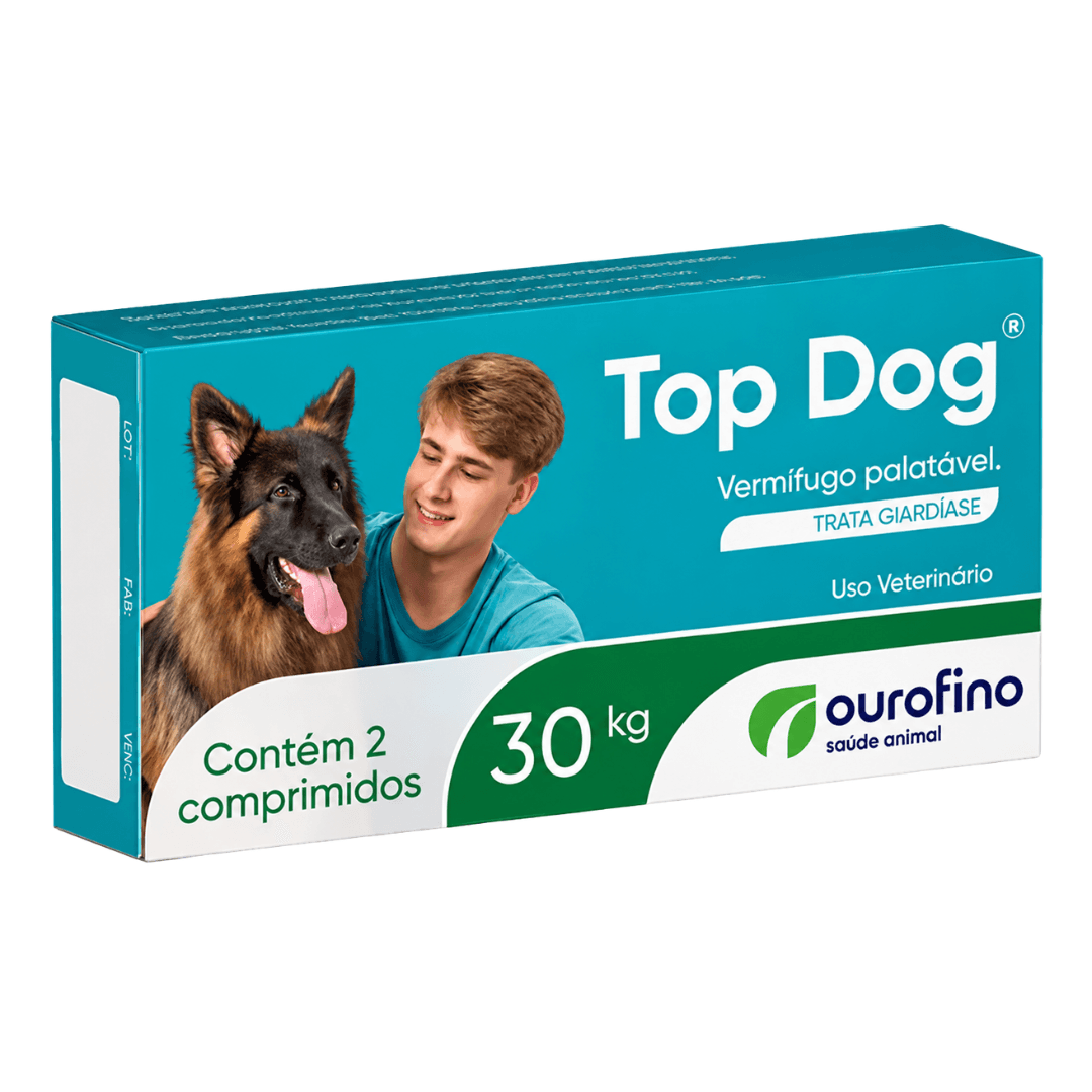 Vermífugo Para Cães Top Dog 30kg Com 2 Comp - Ourofino
