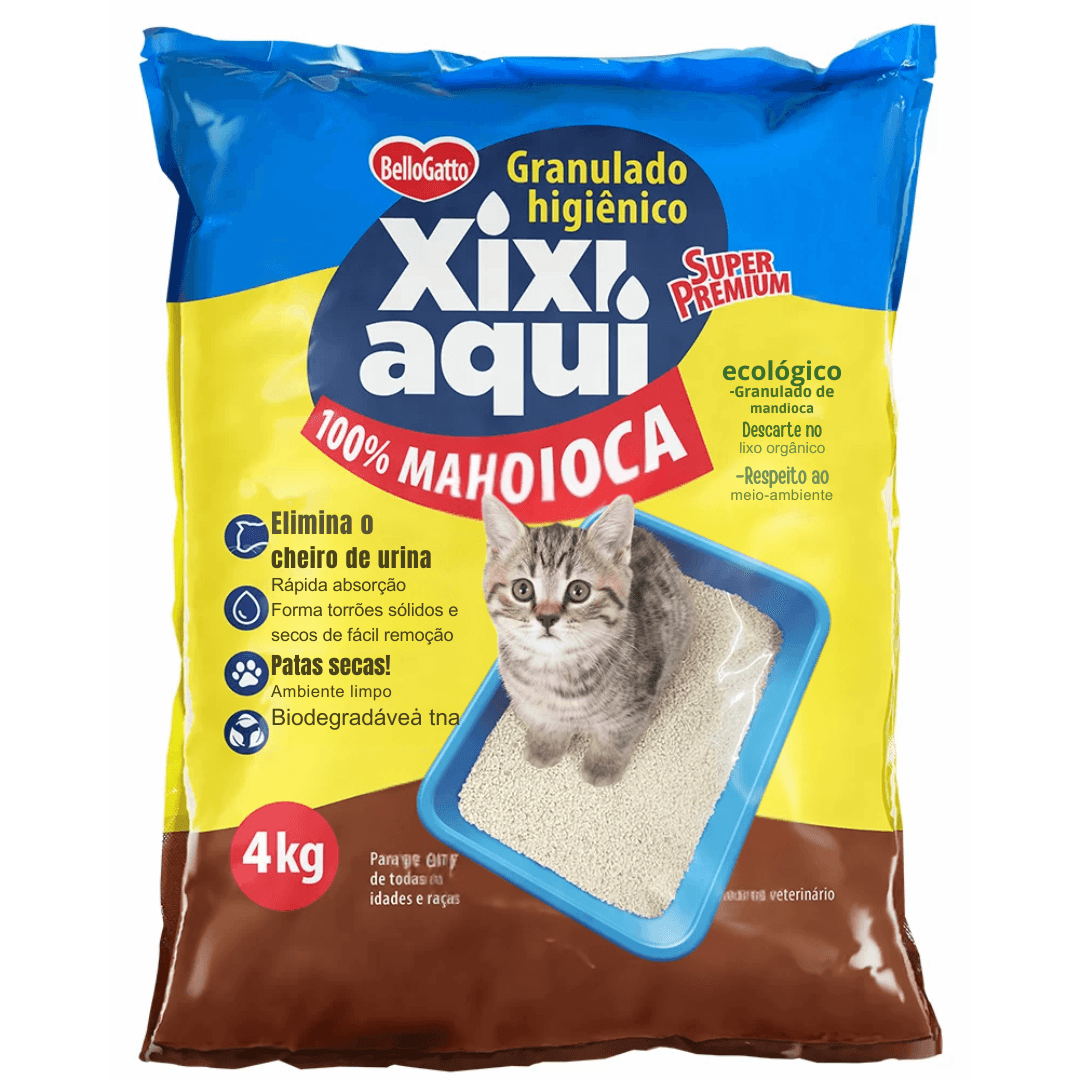 Areia Higiênica Granulado Higiênico Xixi Aqui 4kg Bellogatto