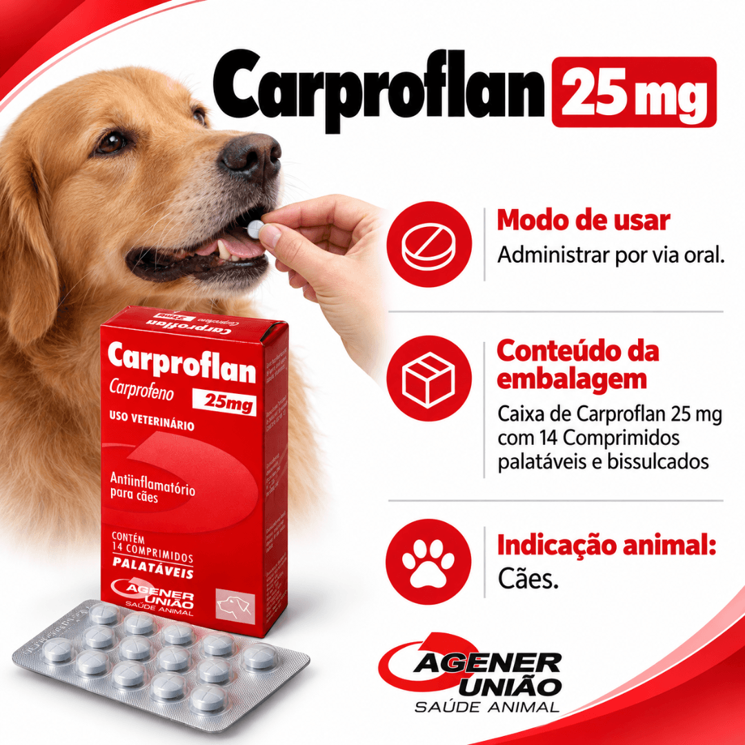 Carproflan 25mg Com 14 Comprimidos Para  Cães - Agener União