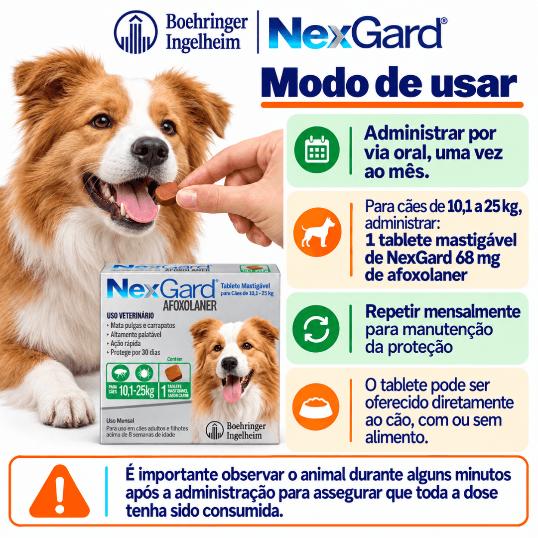 Antipulgas P/ Cães Nexgard 10,1kg-25kg 1 Tablete Boehringer