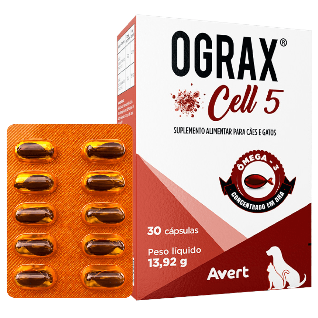 Suplemento P/ Cães-Gatos Ograx Cell 5 13,92g 30 Cáps Avert