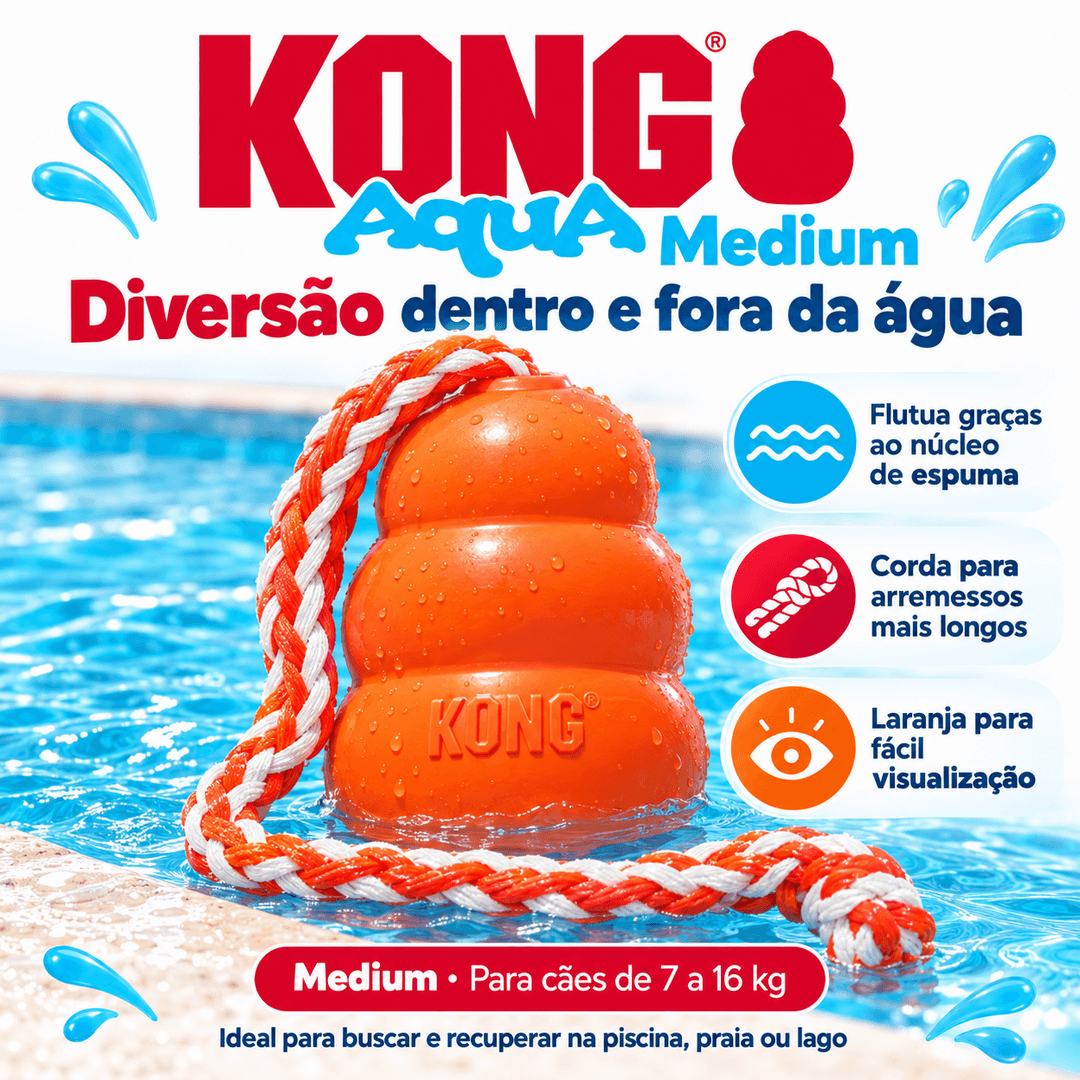 Brinquedo Para Cães Flutuante Kong Aqua Medium C/ Corda CK2