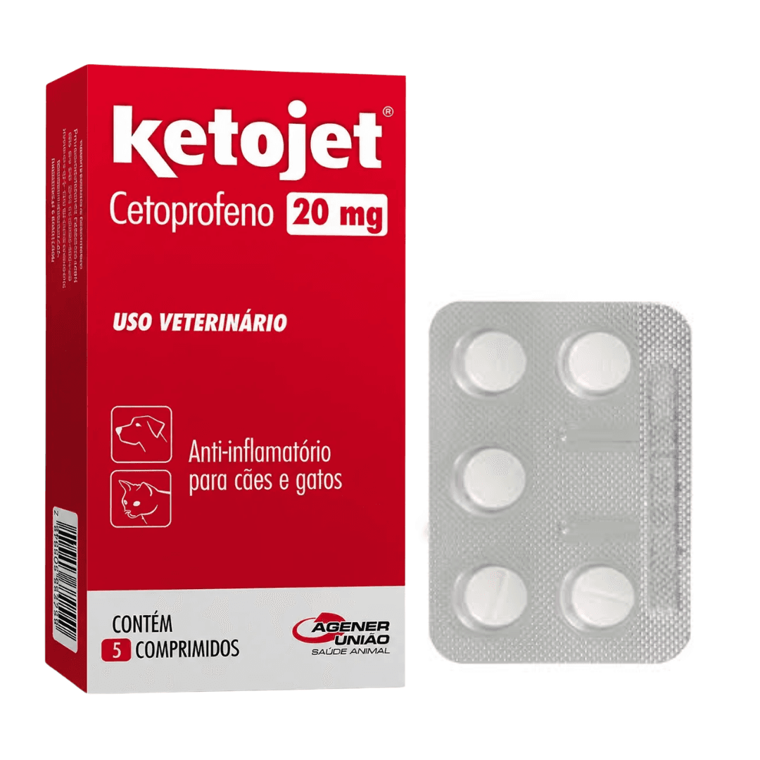 Ketojet 20mg Com 5 Comprimidos Para Cães-Gatos Agener União
