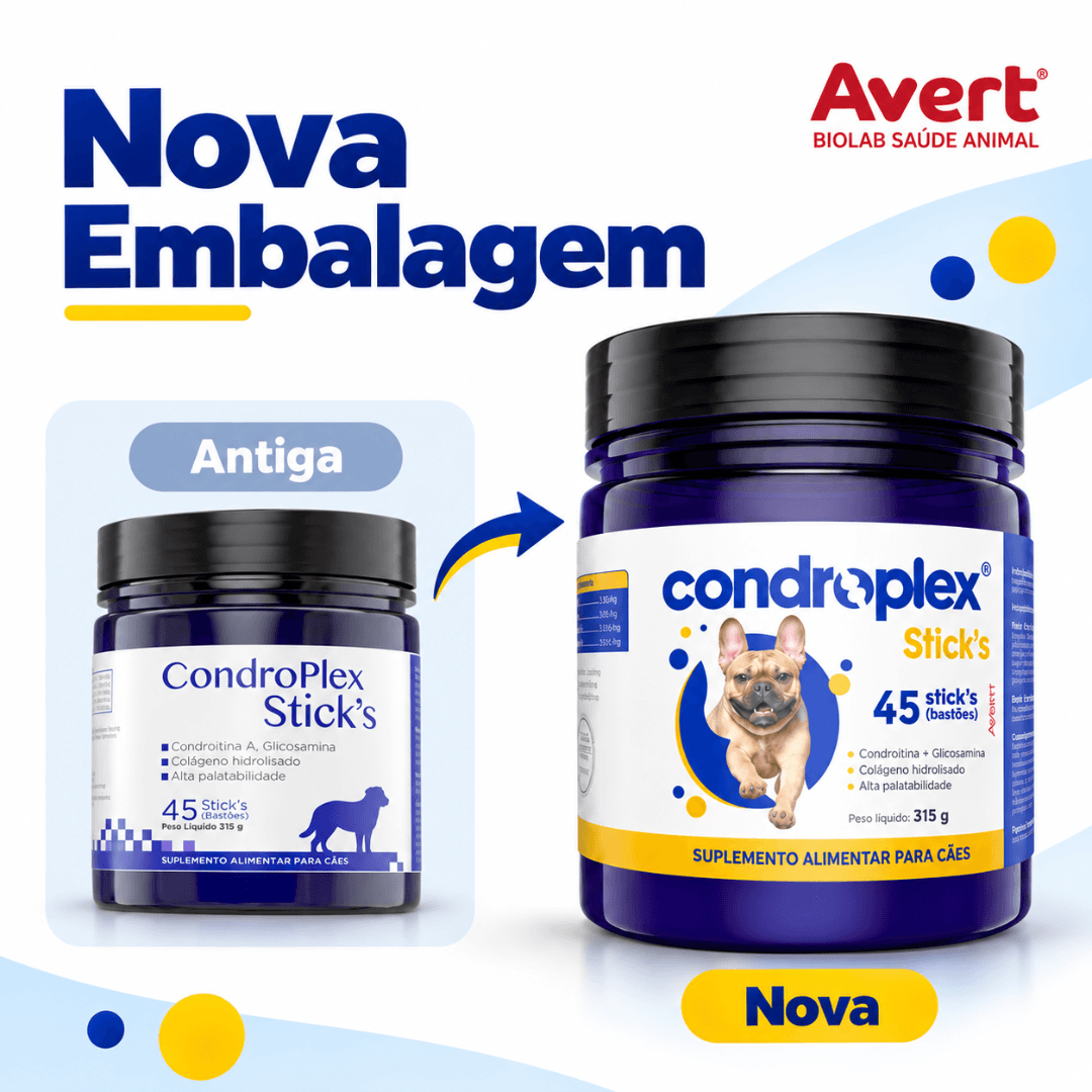 Suplemento P/ Cães Condroplex Sticks 315g C/ 45 Sticks Avert