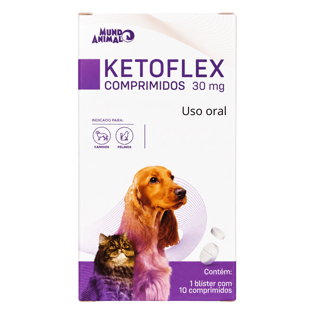 Ketoflex 30mg C/ 10 Comprimidos P/ Cães-Gatos - Mundo Animal