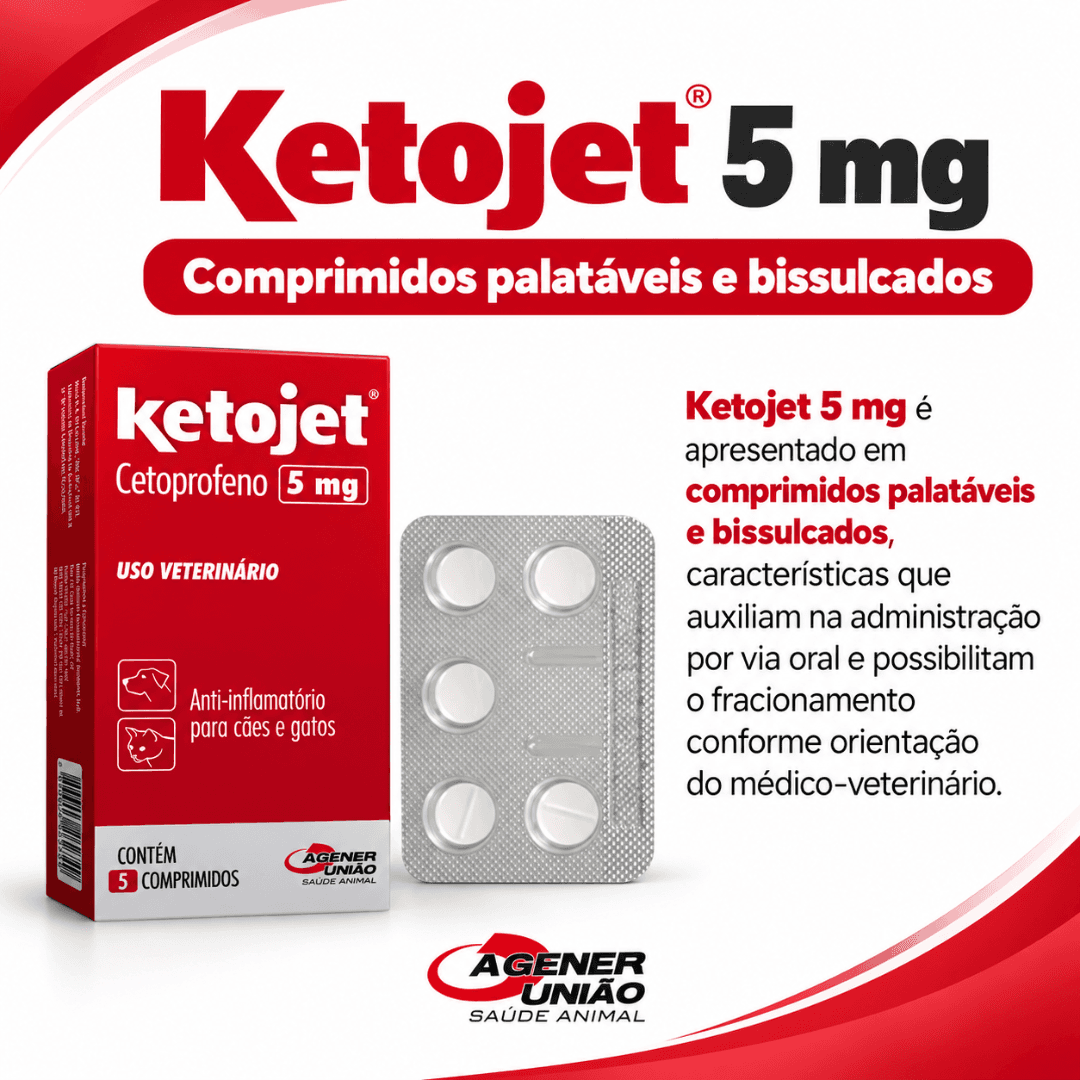 Ketojet 5mg Com 5 Comprimidos Para Cães-Gatos - Agener União
