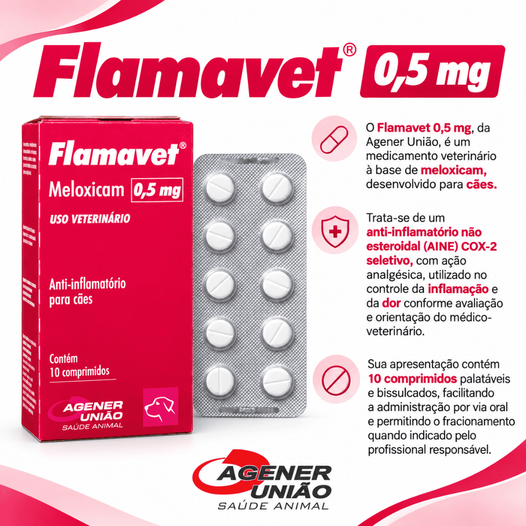 Flamavet 0,5mg Com 10 Comprimidos Para Cães - Agener União