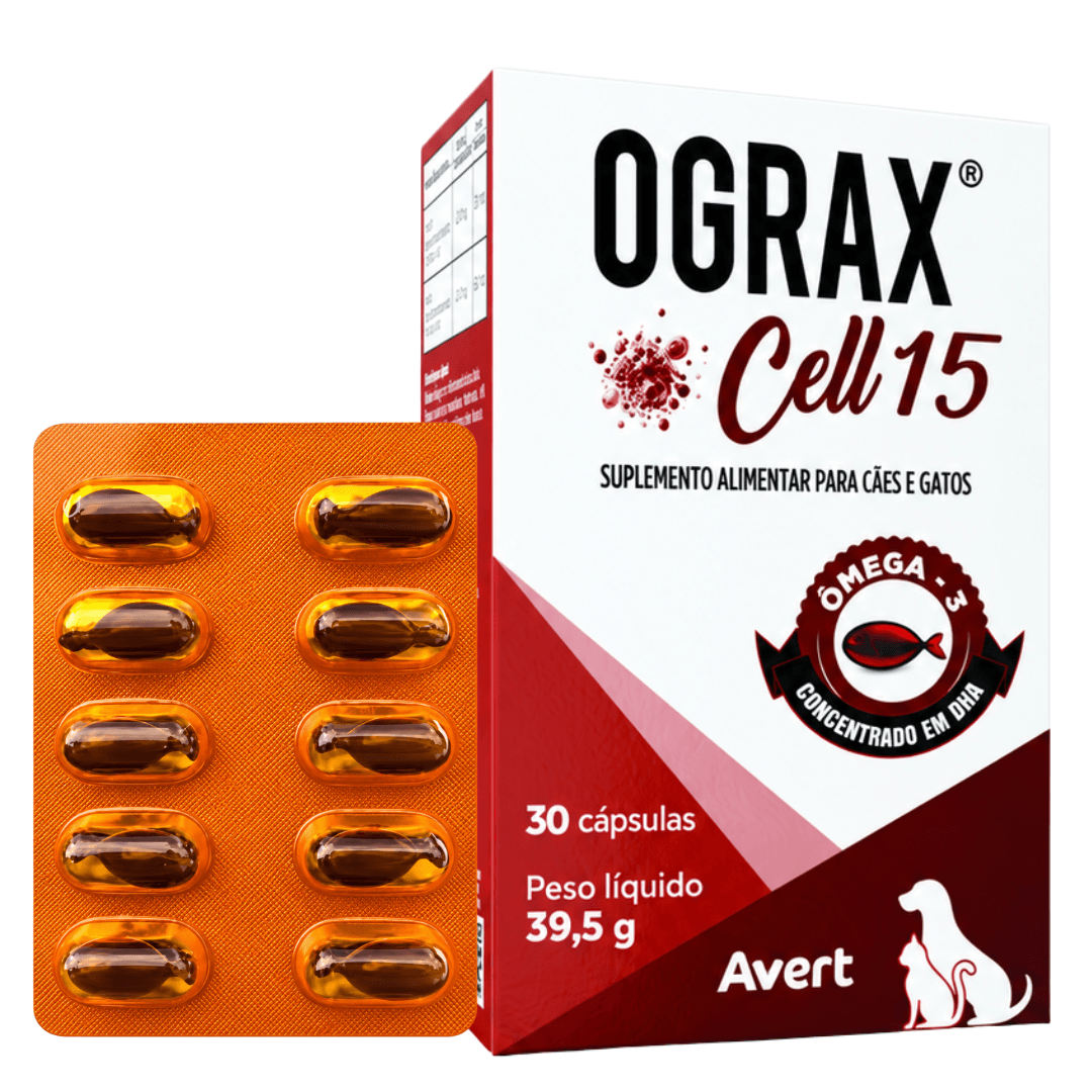 Suplemento P/ Cães-Gatos Ograx Cell 15 39,5g 30 Cáps Avert
