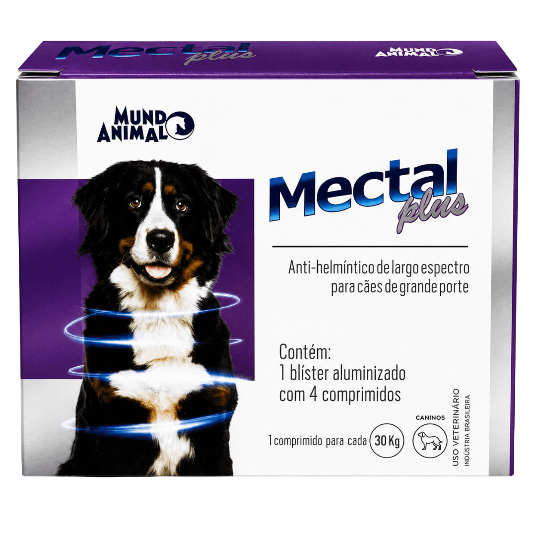 Vermifugo Mectal Plus C/ 4 Comp Cães Até 30kg - Mundo Animal