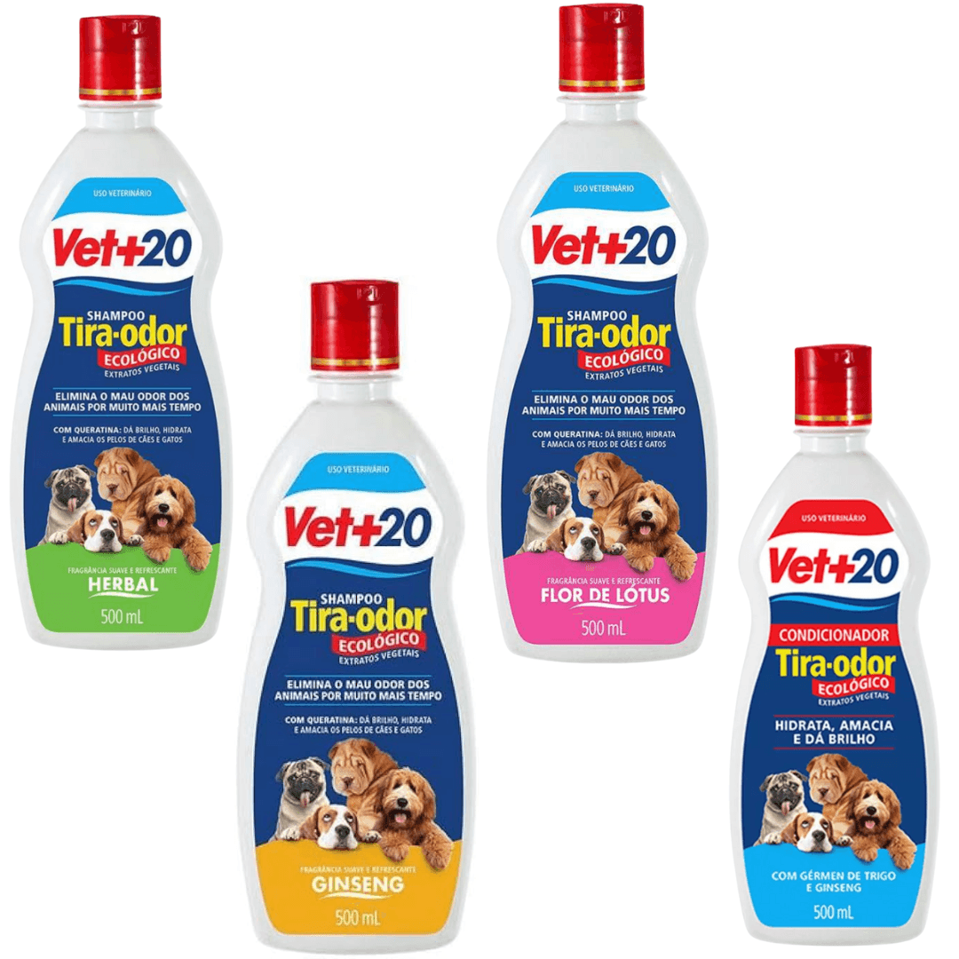 Vet+20 Shampoo Tira Odor 500ml + Brinde Condicionador 200ml