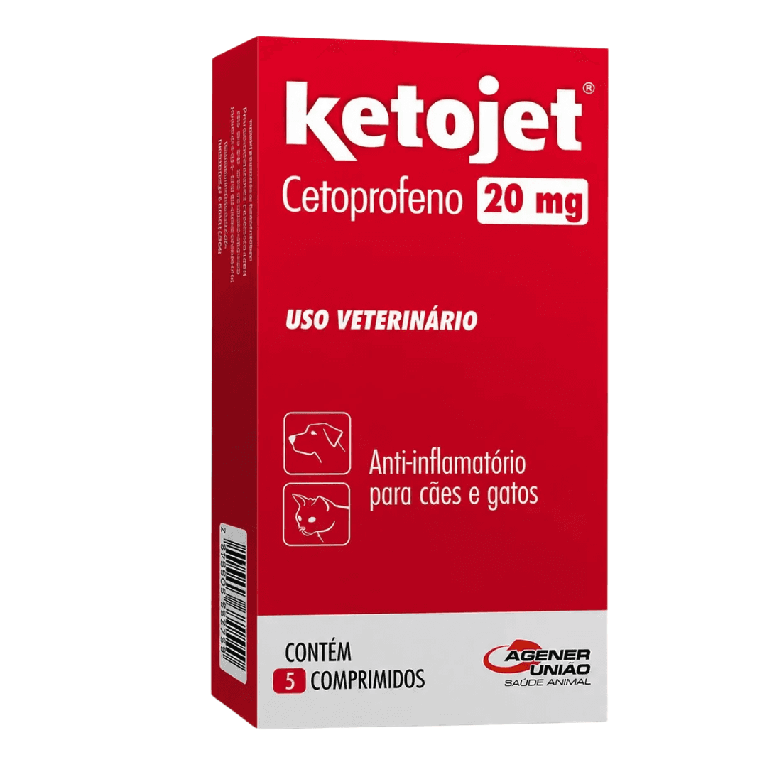 Ketojet 20mg Com 5 Comprimidos Para Cães-Gatos Agener União