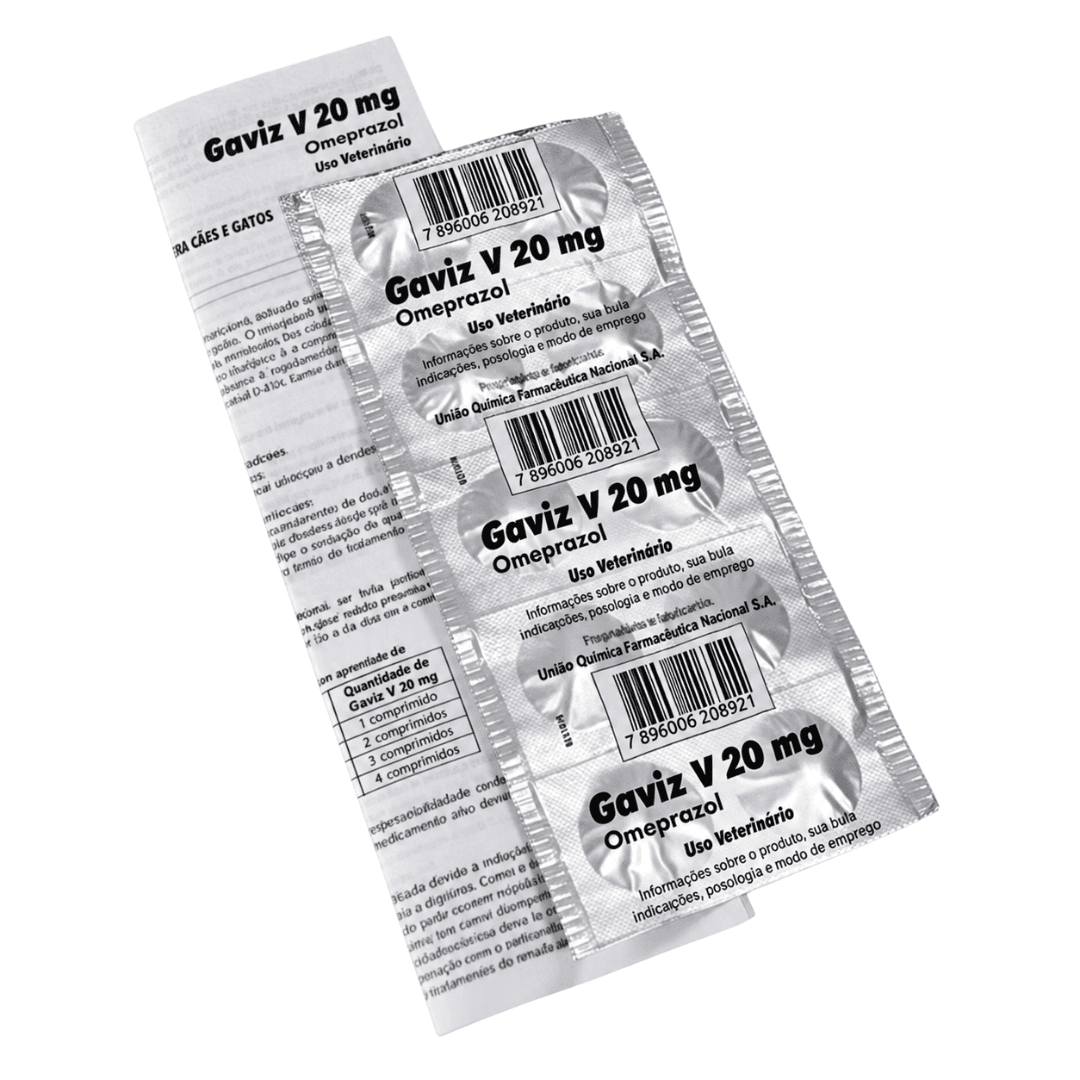 GavizV 20mg Blister 10 Comp Omeprazol CãesGatos Agener União