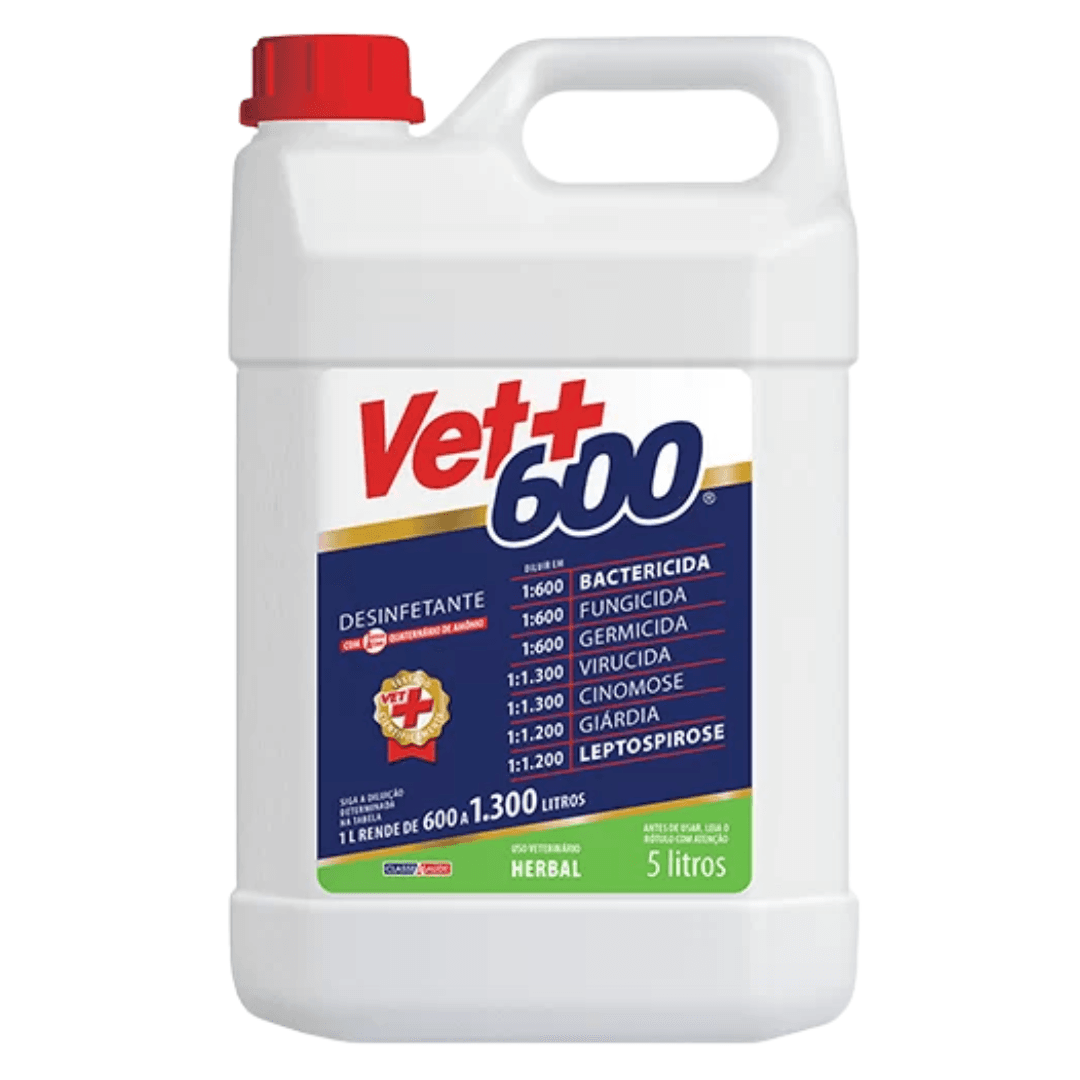 Desinfetante Concentrado Bactericida Vet+600 Herbal 5L