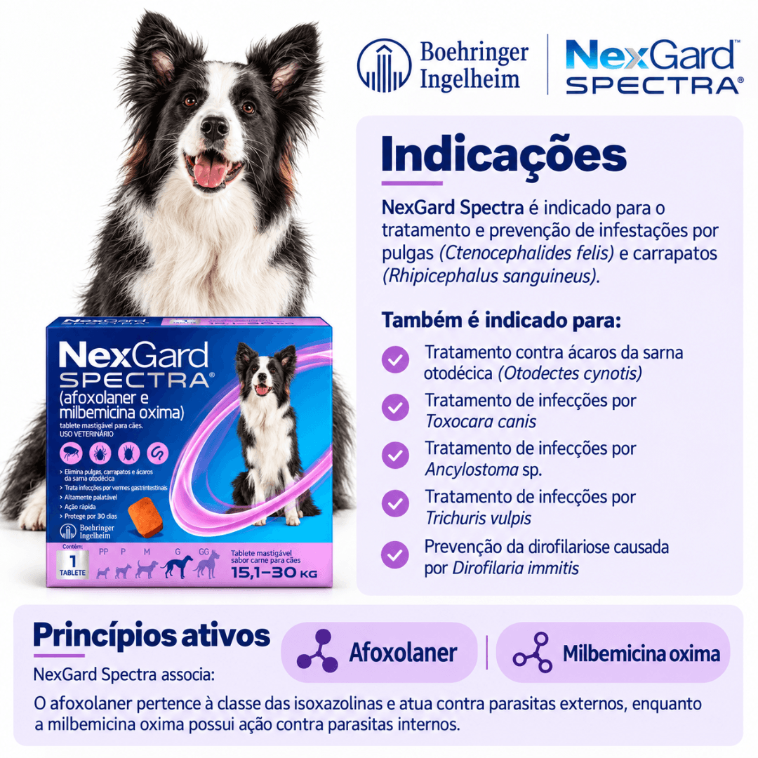 Antipulgas P/ Cães Nexgard Spectra 15,1kg-30kg C/ 1 Tablete