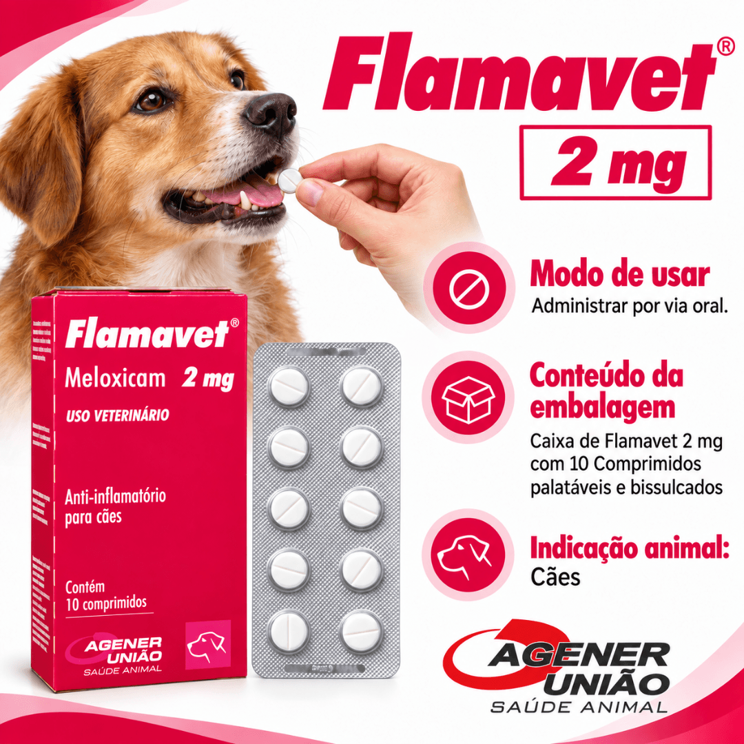 Flamavet 2mg Com 10 Comprimidos Para Cães - Agener União