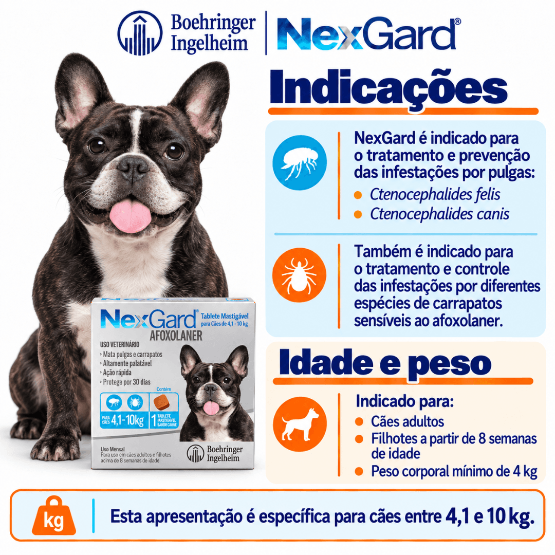 Antipulgas P/ Cães Nexgard 4,1kg-10kg 1 Tablete - Boehringer