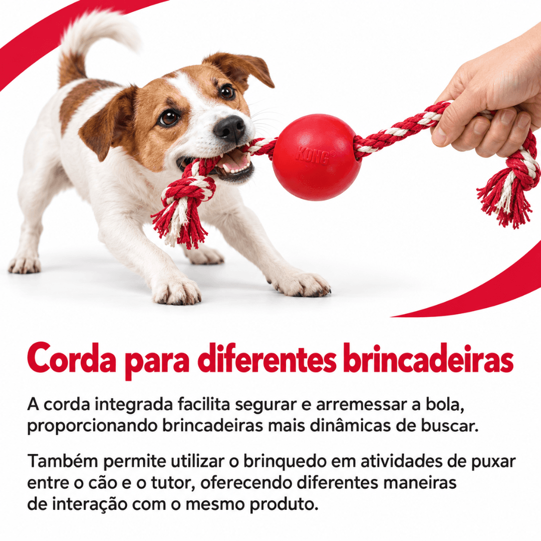Brinquedo Para Cães Bola Com Corda Kong Ball With Rope Small