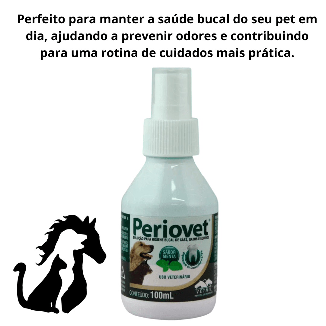 Solução Higiene Bucal Cães-Gatos Periovet Spray 100ml Vetnil