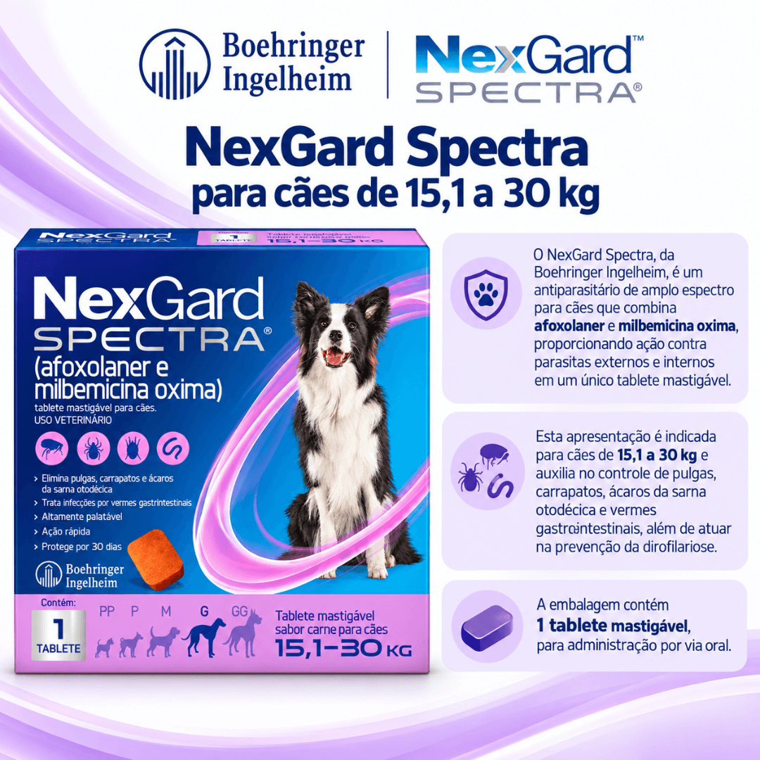 Antipulgas P/ Cães Nexgard Spectra 15,1kg-30kg C/ 1 Tablete