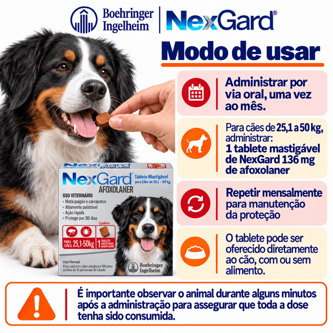 Antipulgas P/ Cães Nexgard 25,1kg-50kg 1 Tablete Boehringer