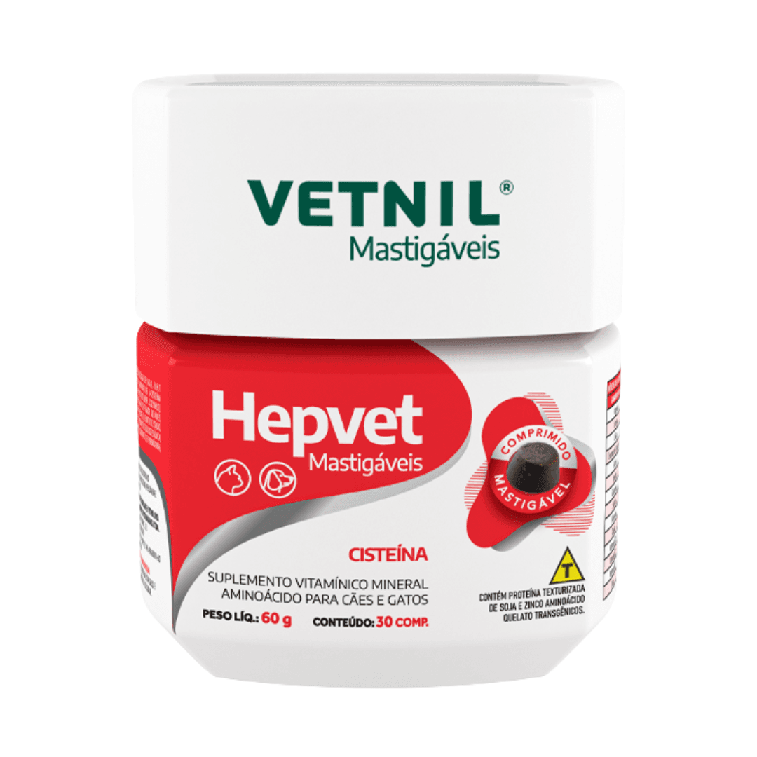 Suplemento Cães-Gatos Hepvet Mastigáveis 60g 30 Comp Vetnil
