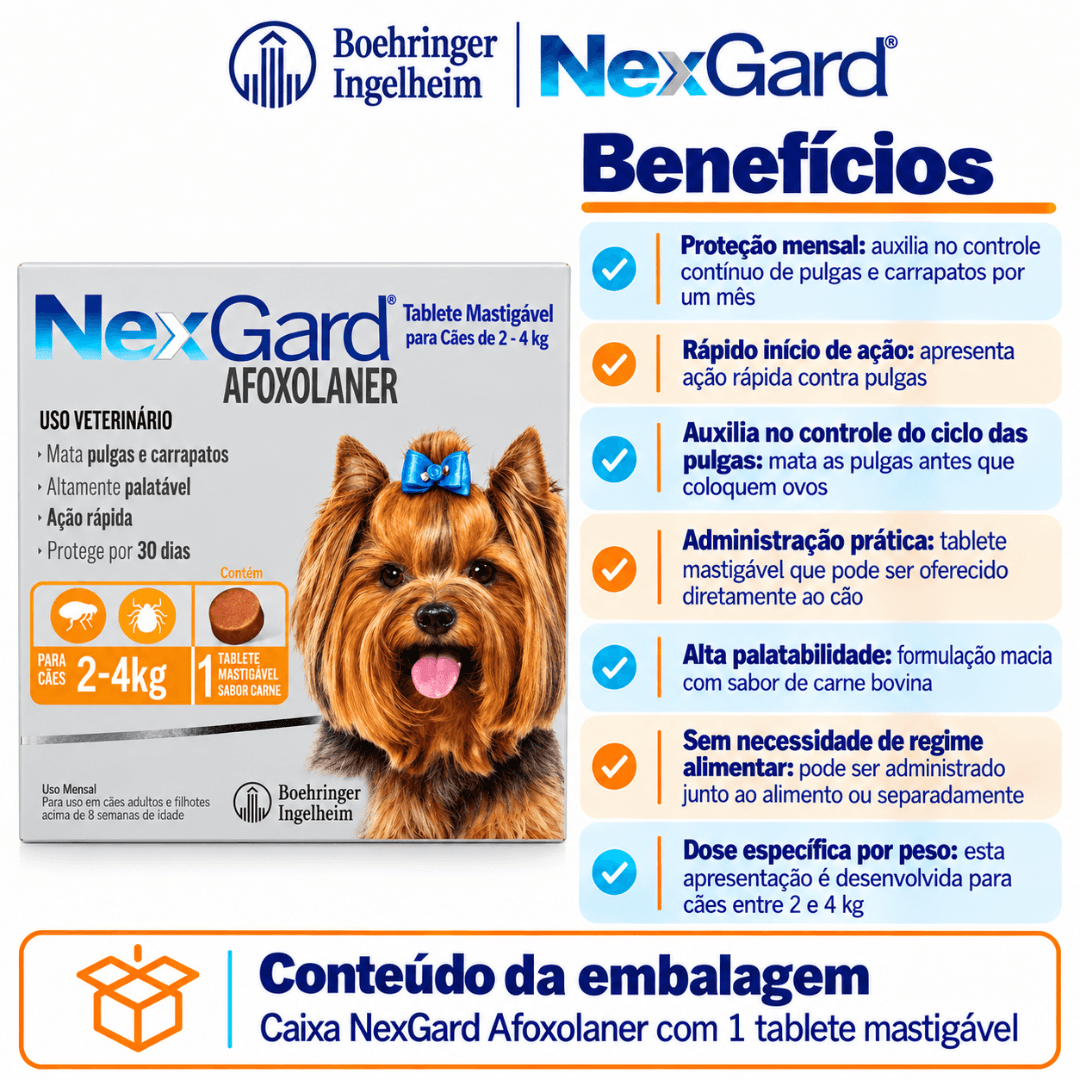 Antipulgas P/ Cães Nexgard 2kg-4kg C/ 1 Tablete - Boehringer